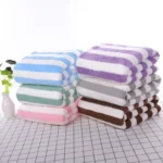 Quick-Dry Luxury Stripe Microfiber Bath Towel