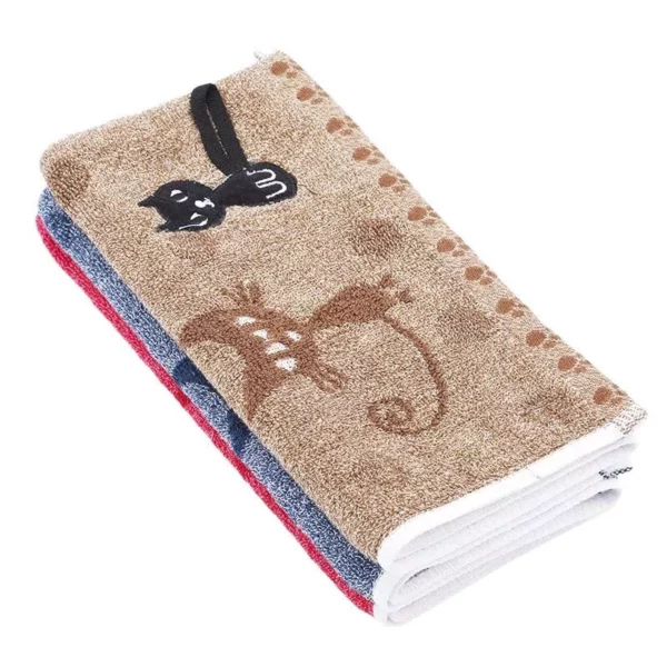 Charming Cartoon Cat Embroidered Cotton Face Towel