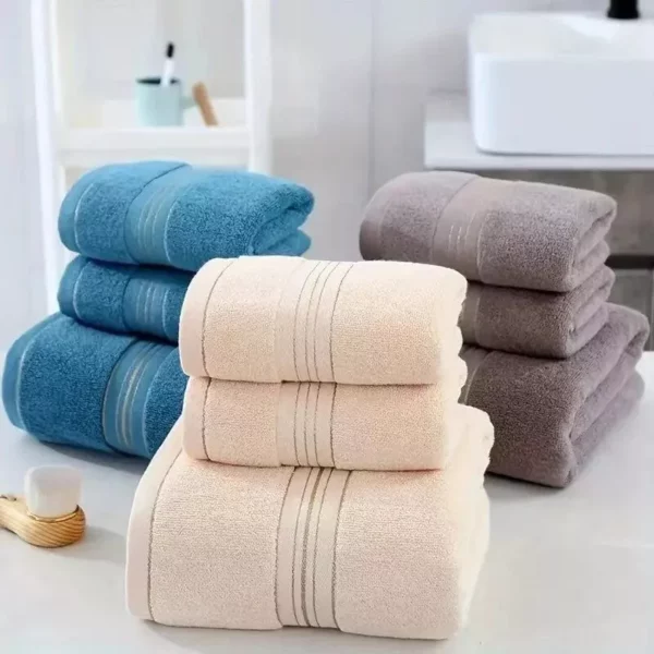 Luxurious Turkish Cotton 3-Piece Bath Towel Set - Image 2