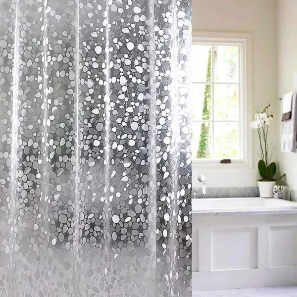 Modern Pebble Pattern Transparent Shower Curtain