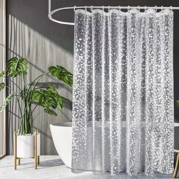 Modern Pebble Pattern Transparent Shower Curtain - Image 2