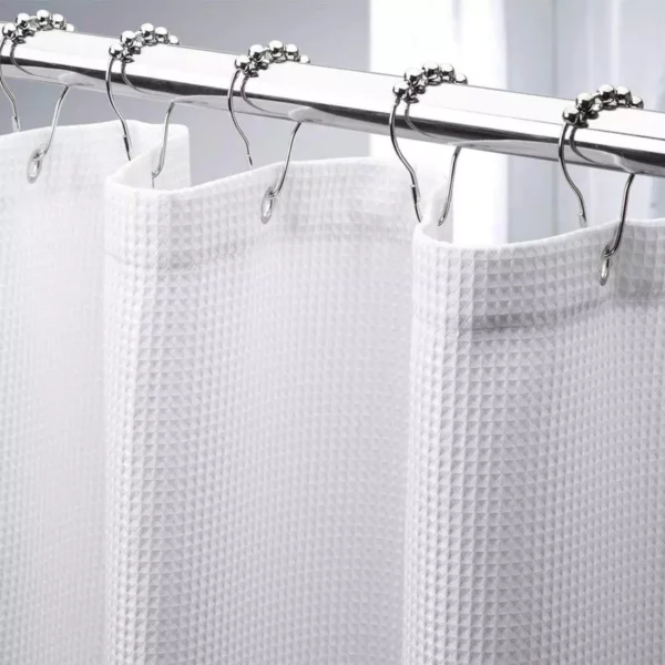 Luxurious Waffle Plaid Shower Curtain with Quick-Dry Waterproof Design - Image 2