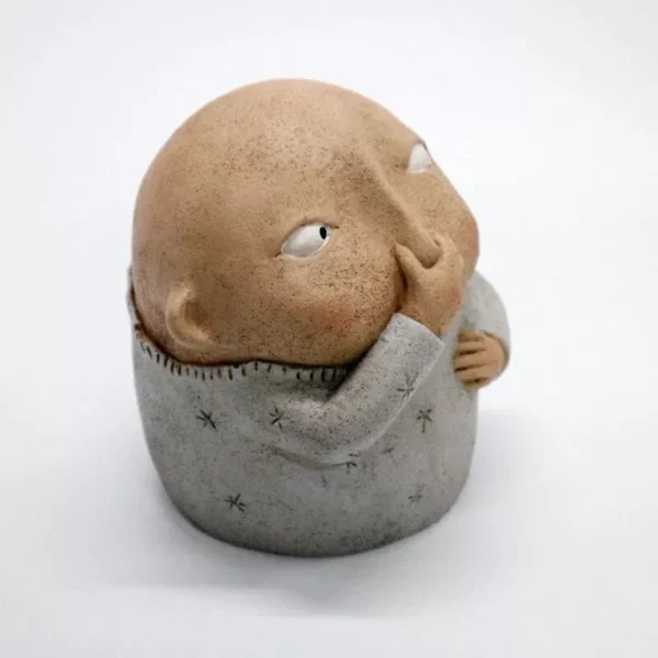 Charming Resin Boy Nose-Plugging Sculpture