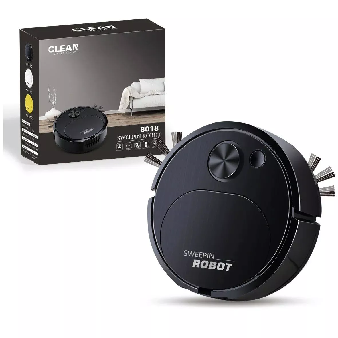 Compact Smart Robot Vacuum Cleaner 3-in-1 USB, 1500Pa, for Home and Office