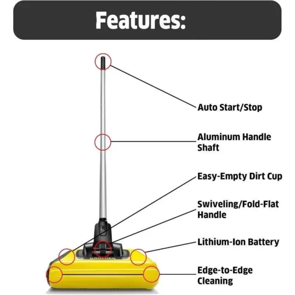 Lightweight Cordless Electric Sweeper Broom for Multi-Surface Cleaning