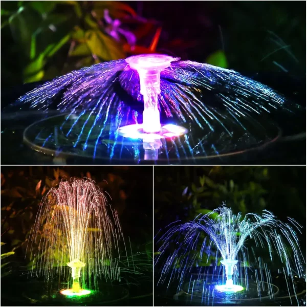 Solar LED Fountain with Colorful Lights and Enhanced Battery