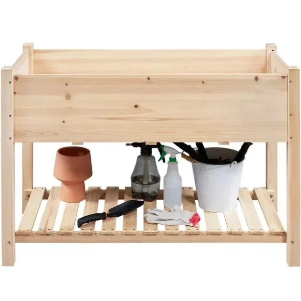 Elevated 2-Tier Wooden Garden Bed Planter – Ideal for Vegetables, Flowers, and Herbs