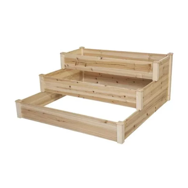 3-Tier Cedar Garden Bed - Compact, Durable, and Versatile Planting Solution