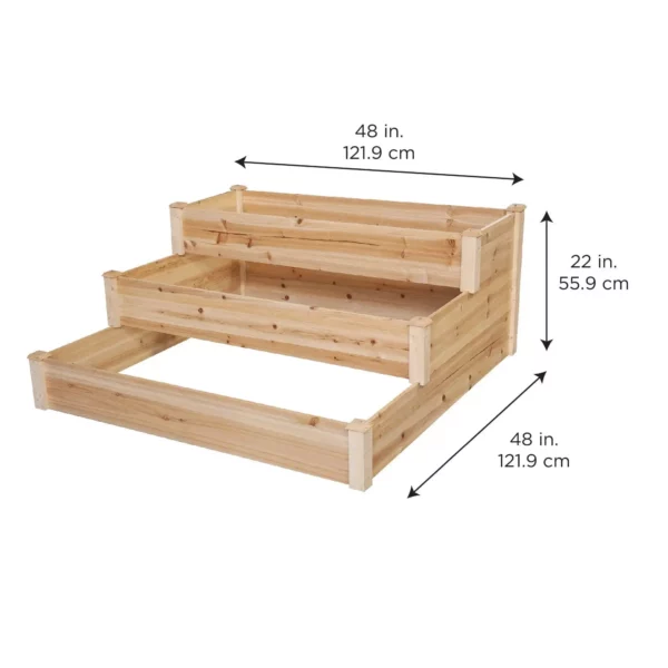 3-Tier Cedar Garden Bed – Compact, Durable, and Versatile Planting Solution