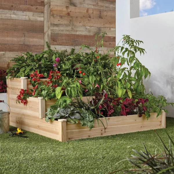 3-Tier Cedar Garden Bed – Compact, Durable, and Versatile Planting Solution