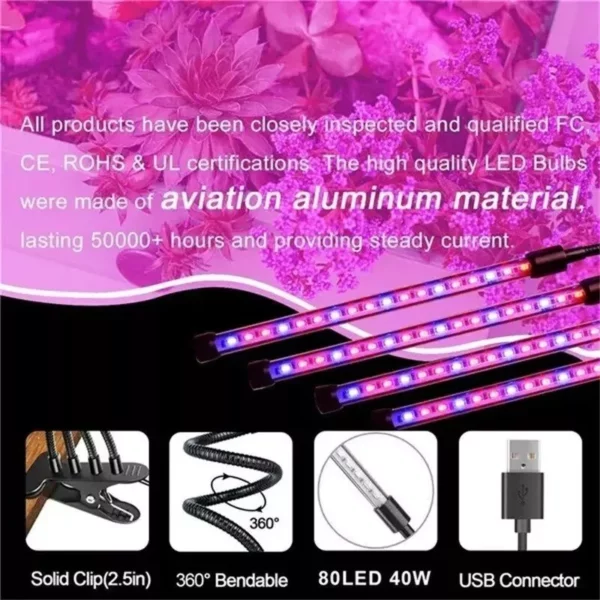 Multi-Mode Indoor LED Grow Light with Timer & 10-Level Dimmer - Image 4