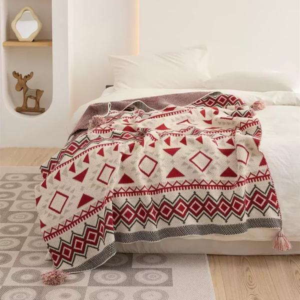 Bohemian Geometric Knitted Blanket - Image 9