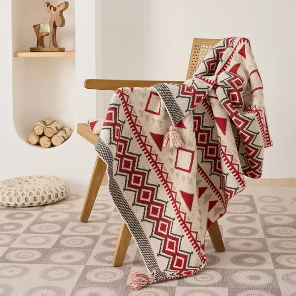 Bohemian Geometric Knitted Blanket