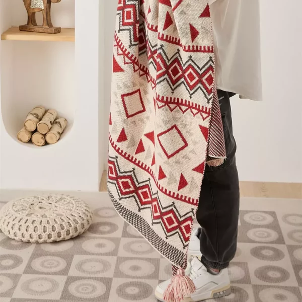 Bohemian Geometric Knitted Blanket - Image 10