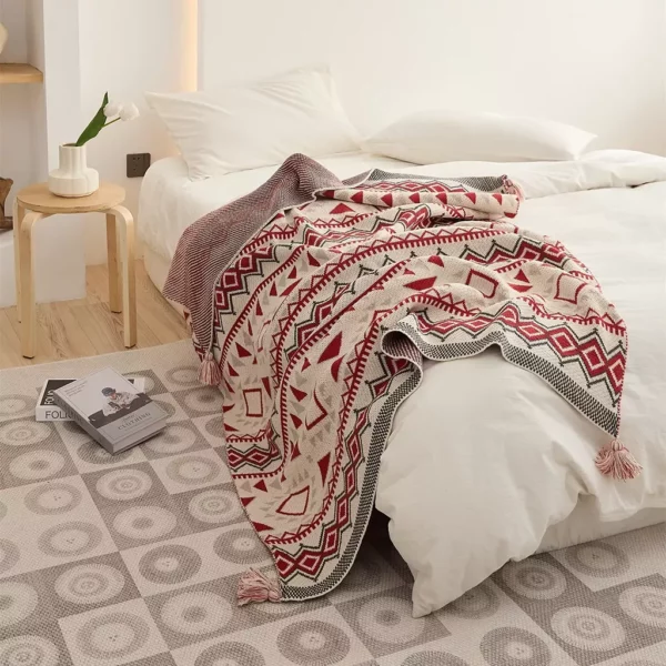 Bohemian Geometric Knitted Blanket