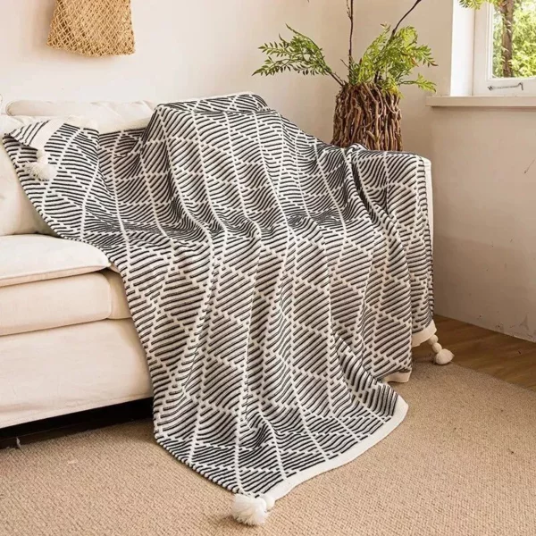 Luxury Tassel Knitted Throw Blanket - Image 4