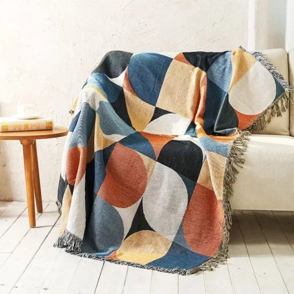 Bohemian Plaid Multi-Purpose Cotton Blend Blanket - Image 4