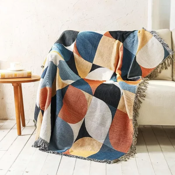 Bohemian Plaid Multi-Purpose Cotton Blend Blanket