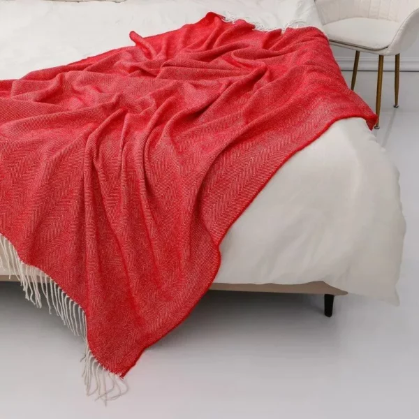 Boho-Chic Striped Knitted Blanket with Tassels for Sofa and Bed Decor - Image 5