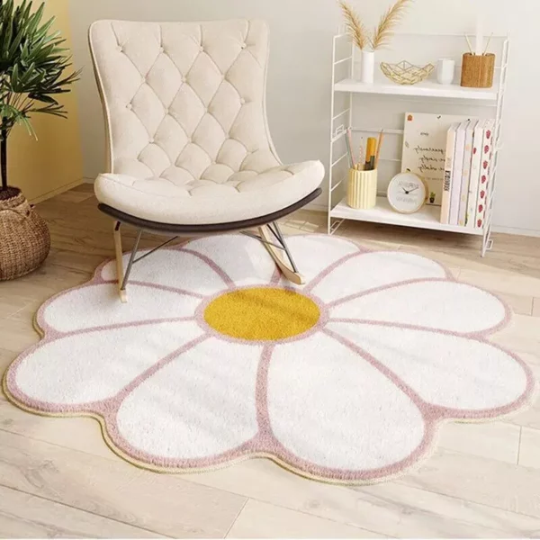 Versatile Flower-Shaped Imitation Cashmere Floor Mat