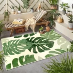 Tropical Green Plant Plush Rug