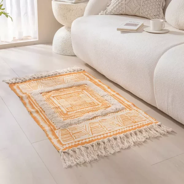 Bohemian Cotton Linen Woven Tassel Rug