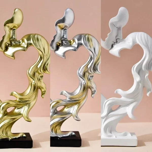 Abstract Couple Kissing Figurine