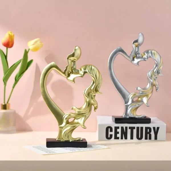 Abstract Couple Kissing Figurine