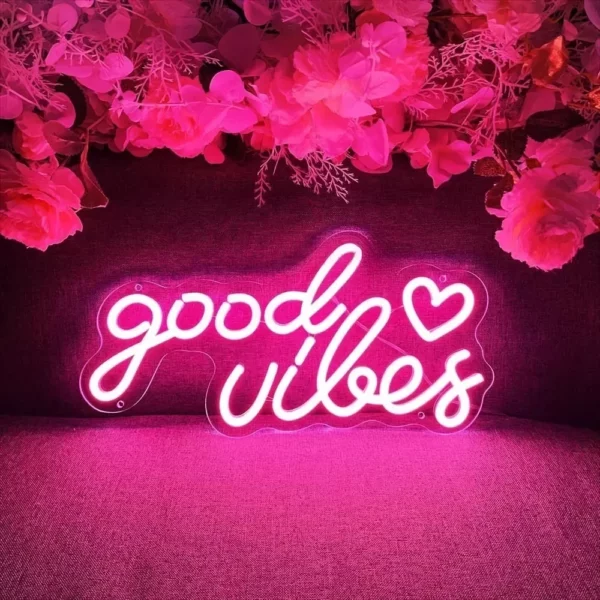 LED Neon "Good Vibes" Sign for Beauty, Gaming, and Party Decor - Image 3