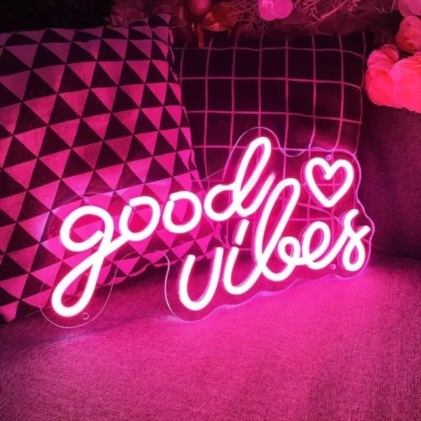 LED Neon "Good Vibes" Sign for Beauty, Gaming, and Party Decor - Image 4