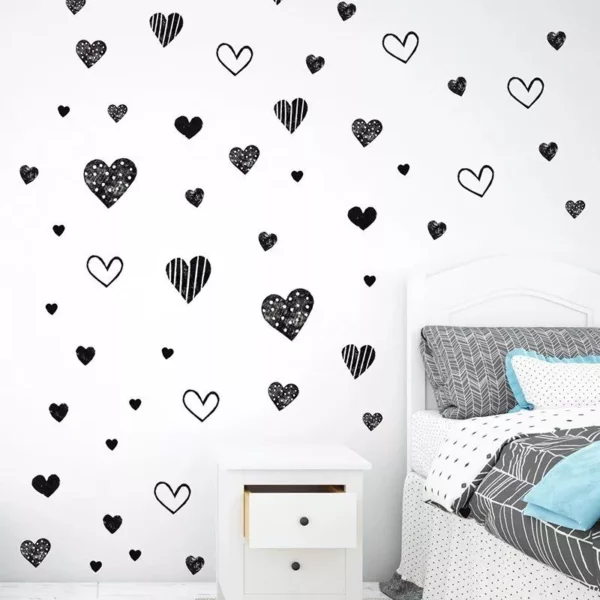 Modern Black Heart Wall Decals