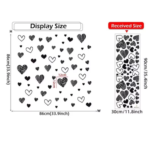 Modern Black Heart Wall Decals - Image 5