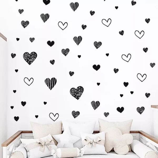 Modern Black Heart Wall Decals - Image 2