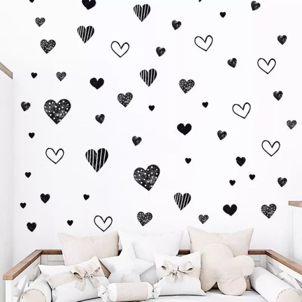 Modern Black Heart Wall Decals