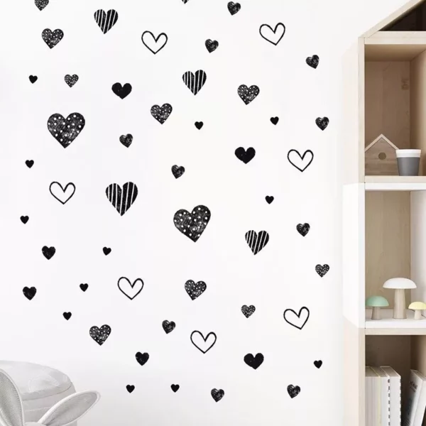 Modern Black Heart Wall Decals