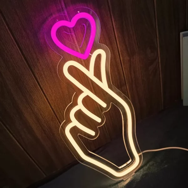 USB Powered Heart & Finger Neon Sign Light for Romantic Decor