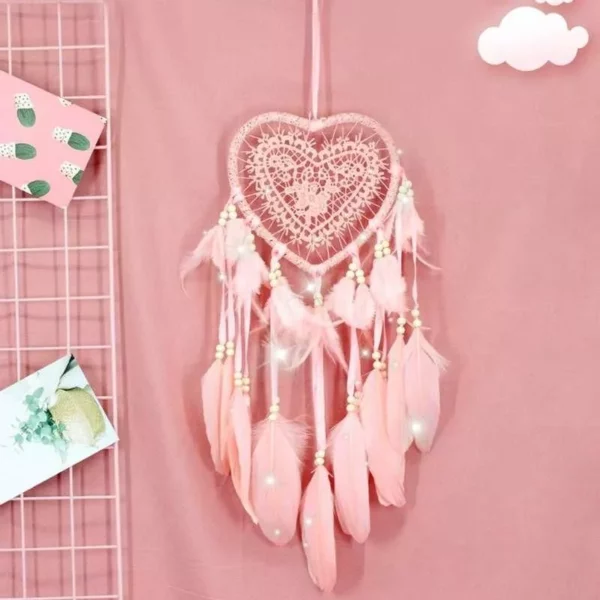 Heart-Shaped Dream Catcher with Feathers & Beads