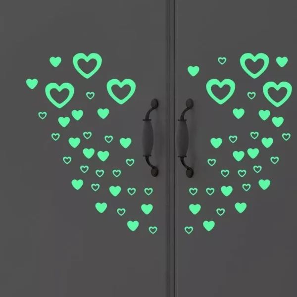 Glow-in-the-Dark Heart Wall Stickers