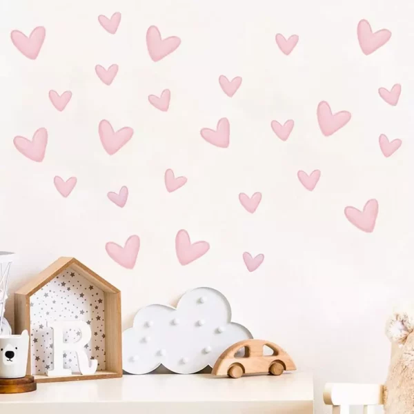 Pink Heart Wall Decals Set