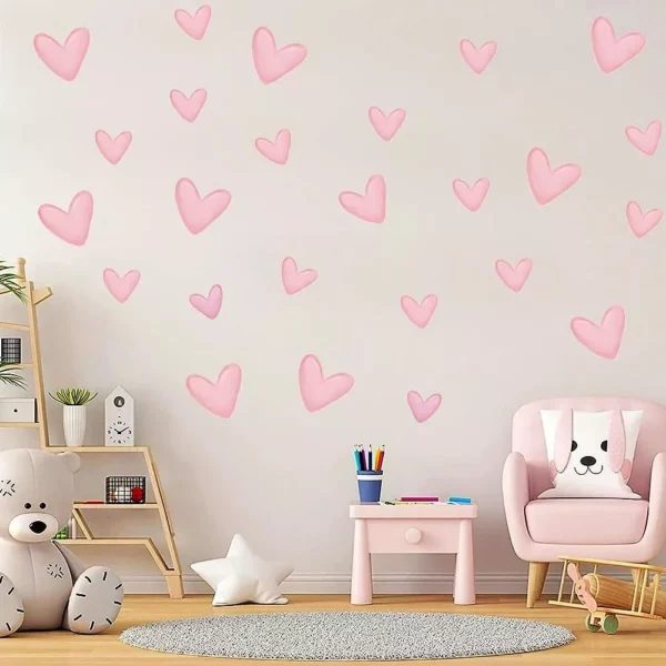 Pink Heart Wall Decals Set