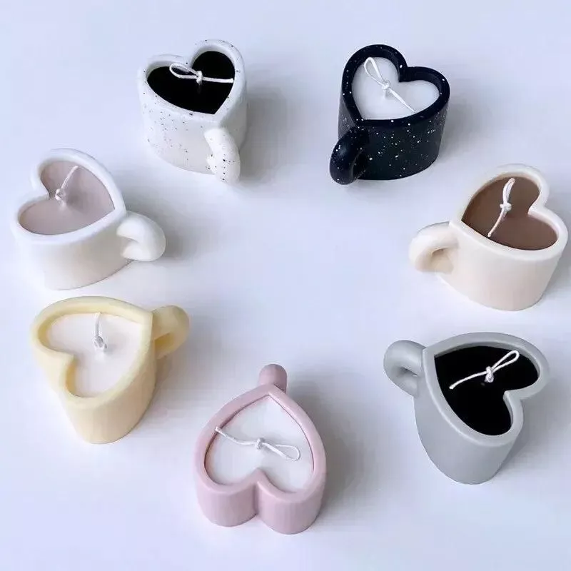 DIY Love Heart Mug Silicone Candle Mold Large Aromatic Gypsum Resin Soap Baking Mould Handmade Home Decor Valentine's Day Gifts