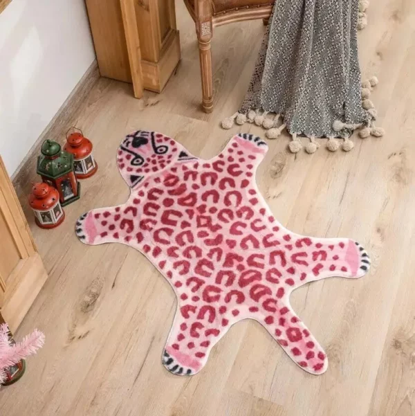 Luxury Pink Leopard Print Rug - Image 3