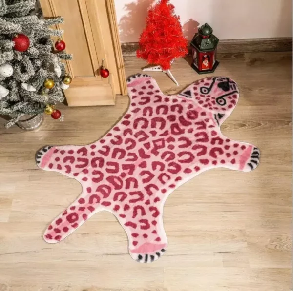 Luxury Pink Leopard Print Rug - Image 5