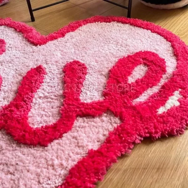 Charming Heart-Shaped Fluffy Rug