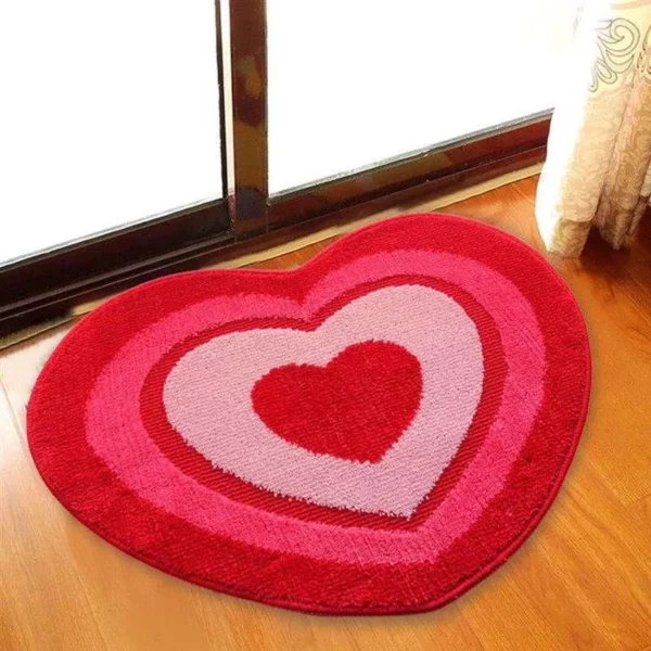 Red Heart Shaped Floor Carpet