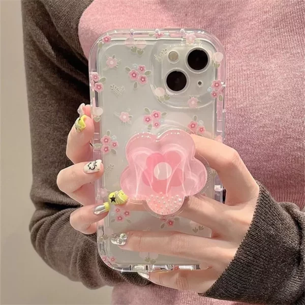 Quicksand Pink Flower Holder iPhone Case - Image 2