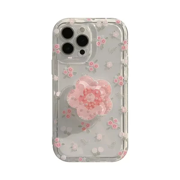 Quicksand Pink Flower Holder iPhone Case - Image 7