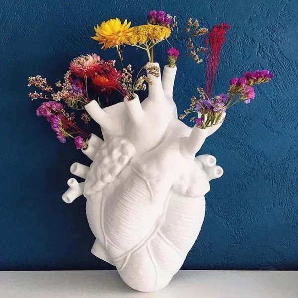 Heart-Shaped Anatomical Resin Vase