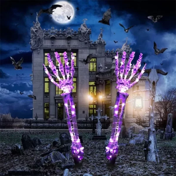 Glowing Skeleton Hand: Halloween Outdoor Garden and Graveyard Decor - Image 4