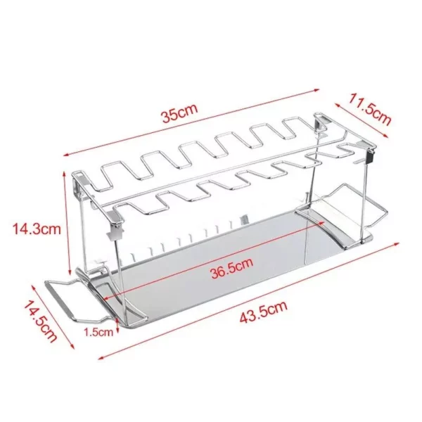 Ultimate BBQ Chicken Leg Wing Grill Rack with Stainless Steel Roaster Stand and Drip Pan